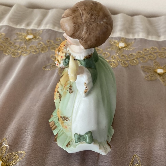 Lefton China Hand Painted Bisque Porcelain Girl holding Bird and Flower Basket - Picture 9 of 10